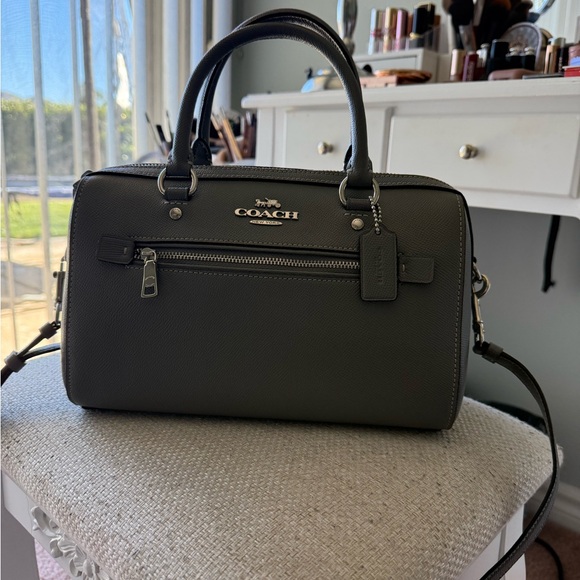 Coach Rowan Gray Leather Gray Bag - Picture 4 of 16